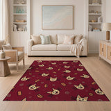 Playful Cartoon Cats Snacks Red Area Rug