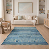 Blue Geometric Heritage Tribal Area Rug