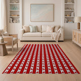 Vibrant Red Striped Butterfly Area Rug