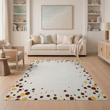 Gold Chocolate Polka Dot Border Area Rug