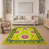 Vibrant Pink Sunflower Yellow Area Rug