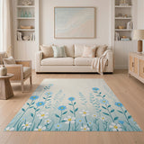 Blue and Teal Delicate Blue Daisy Meadow Area Rug