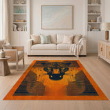 Fierce Jaguar Head Geometric Area Rug