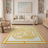 Golden Labyrinth Maze Area Rug
