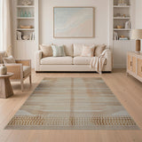 Tan Beige Geometric Woven Area Rug