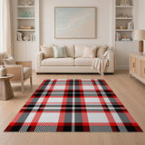 Geometric Modern Bold Red Plaid Check Area Rug