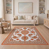 Orange Vibrant Orange Persian Floral Area Rug