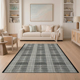 Grey Distressed Striped Area Rug
