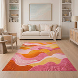 Vibrant Multi-color and Patterns Vibrant Wavy Multi-Color Area Rug