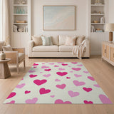 Whimsical Pink Hearts Scatter Area Rug