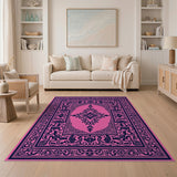 Pink Navy Ornate Persian Border Area Rug