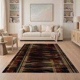 Distressed Brown Tiger Plaid Area Rug