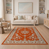Orange Traditional Persian Floral Area Rug