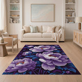 Elegant Purple Peony Blooms Area Rug