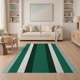 Bold Vertical Green Stripe Area Rug
