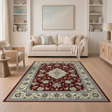 Traditional Persian Red Area Rug with Floral Medallion