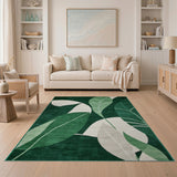 Green Emerald Green Abstract Leaf Area Rug