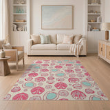 Multi-color and Patterns Pink Seashell Coastal Beach Area Rug