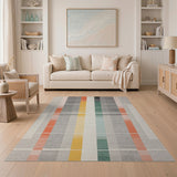 Bold Multi-Color Vertical Stripe Area Rug