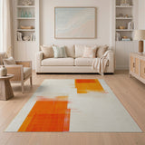 Orange Layered Geometric Area Rug