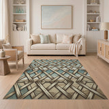 Coastal Wooden Trellis Lattice Area Rug