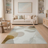 Beige and Neutral Abstract Area Beige Abstract Organic Shapes Area Rug