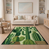 Green Vibrant Green Cactus Succulent Area Rug