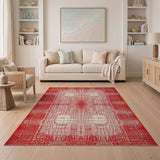 Red Geometric Lattice Web Area Rug