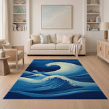 Cascading Ocean Waves Navy Area Rug