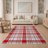Bold Red Checkered Plaid Area Rug
