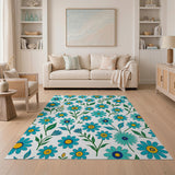 Teal Daisy Floral Area Rug