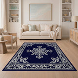 Traditional Persian Navy Blue Traditional Persian Mandala Rug