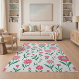 Pink Daisy Floral Floral Vintage Area Rug