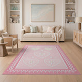 Whimsical Pink Hearts Star Flowers Lace Rug