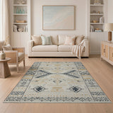Southwestern Beige Southwestern Geometric Tribal Area Rug