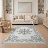 Traditional Persian Ornate Grey Medallion Area Rug