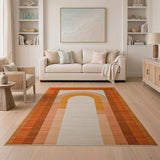 Vibrant Orange Arch Abstract Area Rug