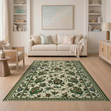 Green Ivory Floral Persian Area Rug