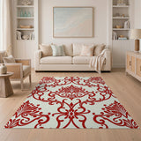 Floral Vintage Red Elegant Red Damask Floral Area Rug