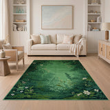 Emerald Green Foliage Bloom Area Rug