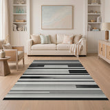 Bold Stripe Black and White Bold Black White Geometric Stripe Area Rug