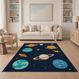 Whimsical Space Planets Kids Area Rug