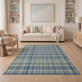 Blue and Teal Classic Navy Blue Plaid Area Rug