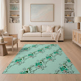 Whimsical Teal Flamingo Pattern Area Rug