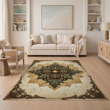 Ornate Gilded Acanthus Leaf Mandala Rug