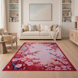 Pink Cherry Blossom Pink Floral Area Rug