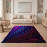 Abstract Area Vibrant Swirling Waves Abstract Area Rug