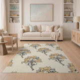 Beige Mustard Floral Vintage Area Rug