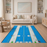 Retro Airport Runway Top-Down Kids Rug
