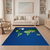 World Map Topographic Area Rug